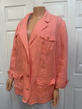 Studio Works Coral Linen Blazer Jacket Women’s Size 3X